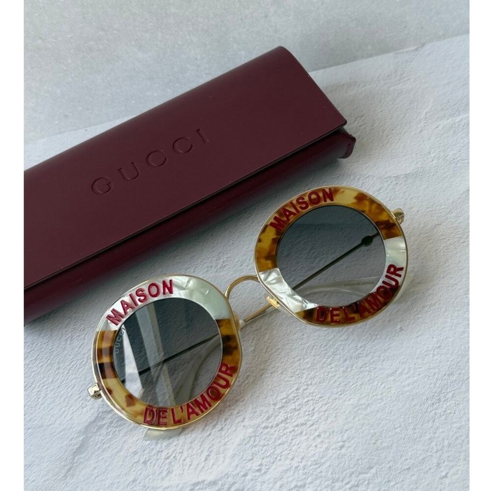 RARE! NEW Gucci GG0113S Maison Del'Amour Brown Sunglasses